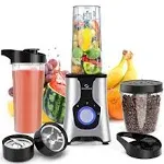 Nuovoware Portable Blender for Shakes and Smoothies, 12 Pcs Personal Size Blenders with 6-Edge Blade, 600W Smoothie 2 * 20oz Bottle, 3 Speeds Juice,