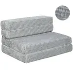 Milliard Tri Folding Sofa Mattress, Memory Foam Foldable Mattress with Ultra Soft & Washable Ribbed Fur Cover, Twin Size (Grey)