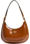 Tory Burch Robinson Spazzolato Crescent Leather Shoulder Bag - Dark Sienna