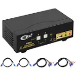 CKL HDMI KVM Switch 2 Port Dual Monitor Extended Display, USB KVM Switch HDMI 2 in 2 Out with Audio Microphone Output and USB 2.0 Hub, PC Monitor