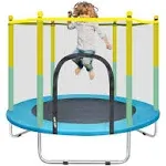 55&#034; Small Trampoline for Kids with Net, 4.6FT Indoor Outdoor Toddler 