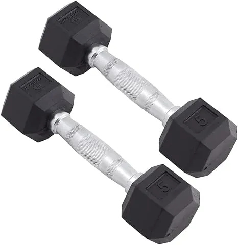 Body Sport Rubber Encased Hex Dumbbell Weight – Dumbbells for Exercises ...