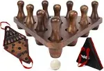 Shuffleboard Bowling Pin Set with 10 Pcs Premium Hardwood Bowling Pins Durabe...