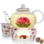 Teabloom Petite Cherry Blossom Teapot &amp; Flowering Tea Gift Set - Glass Teapot (2