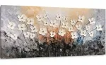 Yihui Arts Hand Painted Texture Large Oil Painting On Canvas Flower Wall Art for Living Room Decor Contemporary Artwork Framed Ready to Hang