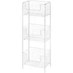 mDesign Steel Freestanding 3-Tier Storage Organizer Tower with Baskets - White