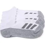 Adidas Youth Cushioned Angle Stripe No-Show Socks – 6 Pack, Large, White/White