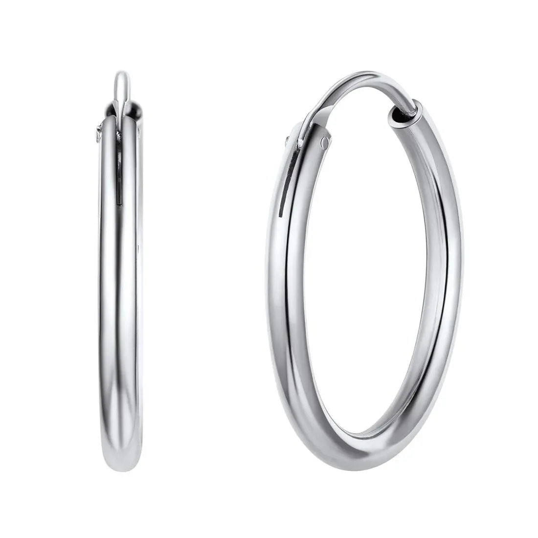 ChicSilver Small Hoop Earrings, Hypoallergenic Platinum Plated 925 Sterling ...