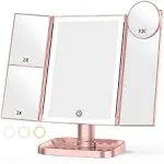 NIKKOMON Makeup Mirror with 10x Magnifying Mirror, 3 Color Lighting, 72 LEDs Vanity Mirror with Lights, Lighted Makeup Mirror, 10x 3X 2x Magnification