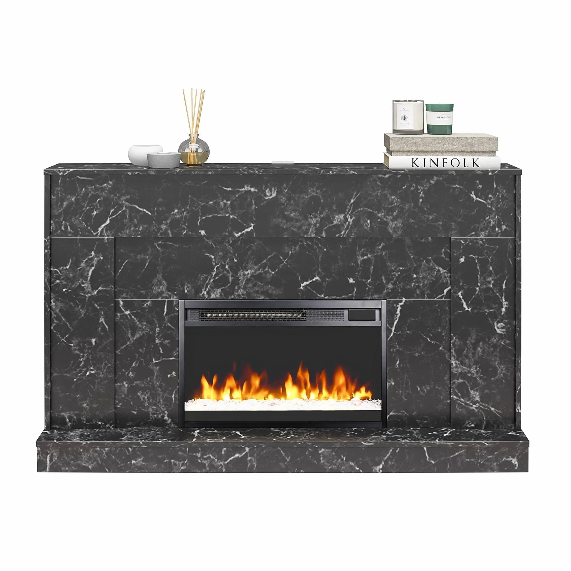 Liberty Mantel Fireplace Black Marble - CosmoLiving by Cosmopolitan