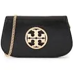 Tory Burch Reva Leather Clutch - Black