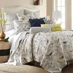 Levtex Home - Mockingbird Quilt Set - Twin/Twin XL Quilt 68x86in. + One Standard Pillow Sham 26x20in. - Grey Toile with Birds and Butterflies - Reversible Pattern - Cotton