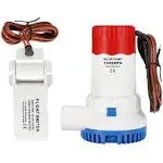 Bilge Pump for Boat DC12V 1500GPH Small Bilge Pump 12 Volt Electric Water Pump Low Noise with The Switch