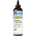 Sky Organics Organic Castor Oil to Condition for Fuller-Looking Hair, Lashes, and Brows, 16 fl oz