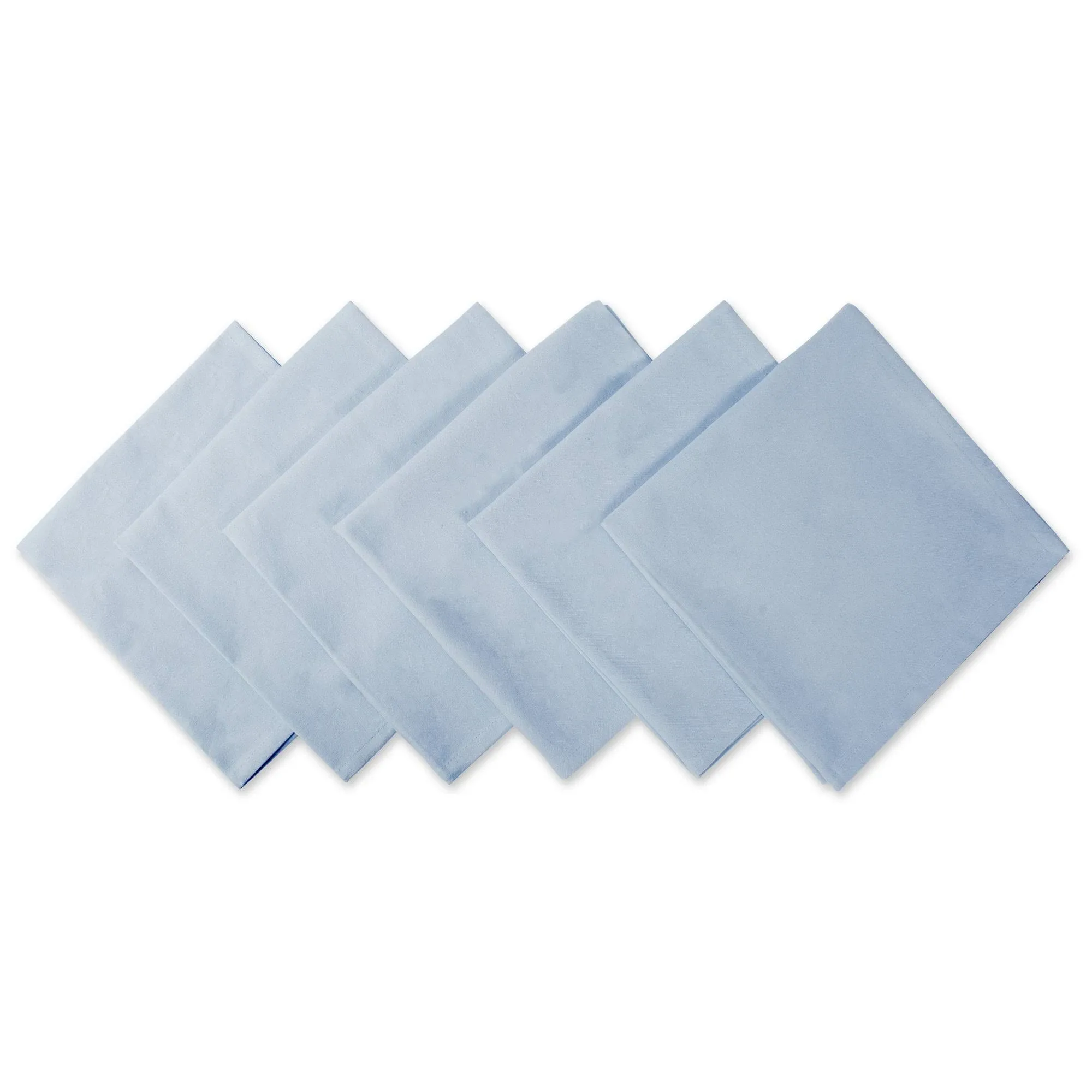 DII Solid Pastel Napkin Set Cotton, Machine Washable, 20x20 Inch, Light Blue, 6 Count