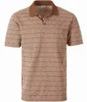 Gioberti Mens Regular Fit Yarn Dye Striped Short Sleeve Polo Shirt with Pocket, Camel, Size XL