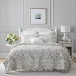 Laura Ashley Rowland Quilt Set, Gray, Twin