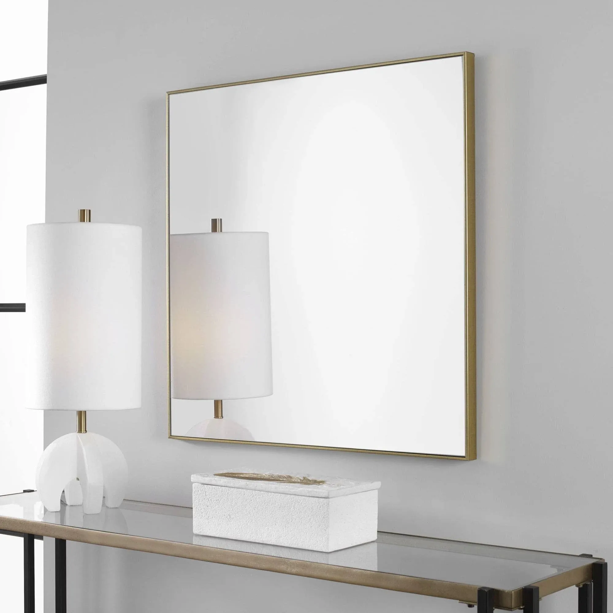 Alexo - 28 Inch Modern Square Mirror Gold