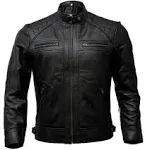 Artistry Leather Mens Genuine Leather Biker Jacket Black | Vintage Brown Distressed Lambskin Motorcycle Jackets for Men (Medium, Black)