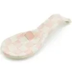 Rosy Check Enamel Spoon Rest, Pink Kitchen Utensil Rest and Spoon Holder, Kitche