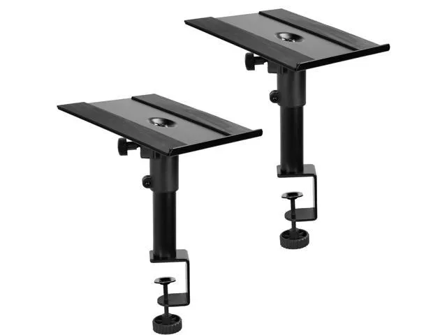 VIVO Universal Steel Clamp-on Desk / Table Speaker Stands, Height Adjustment and Tilt, Black, 2 Pack (MOUNT-SP01CB)