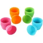 Silicone Mini Cupcake Holders, Mini Cupcake Liners, Pastry & Dessert Cups, 24 Pack (Multi)