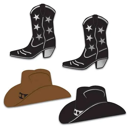 Cowboy Hat and Boot Silhouette Pack of 2