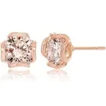 14k Rose Gold Plated Sterling Silver Champagne Cubic Zirconia Flower Basket Stud Earrings