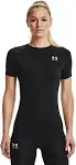 Women's Heatgear Compression Short Sleeve - Black, XXL, Under Armour