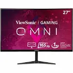 ViewSonic VX2718-PC-MHD 27 Inch Full HD 1080p 165Hz 1ms Curved Gaming Monitor with Adaptive-Sync Eye Care Frameless HDMI and Display Port