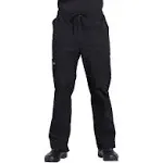 Cherokee Workwear WW190 Men Tapered Leg Drawstring Cargo Pant Black S