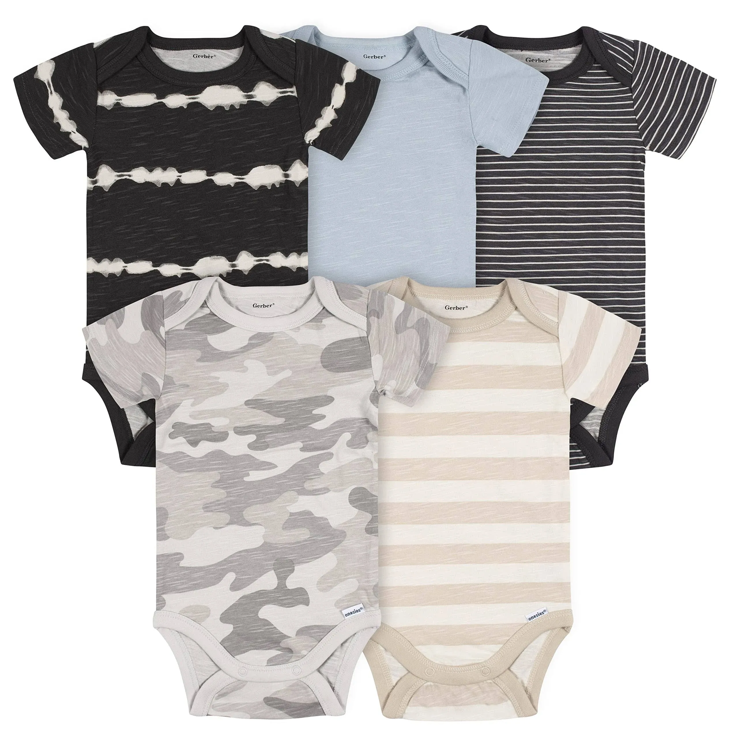 Gerber baby-boys 5-Pack Short Sleeve Variety Onesies Bodysuits