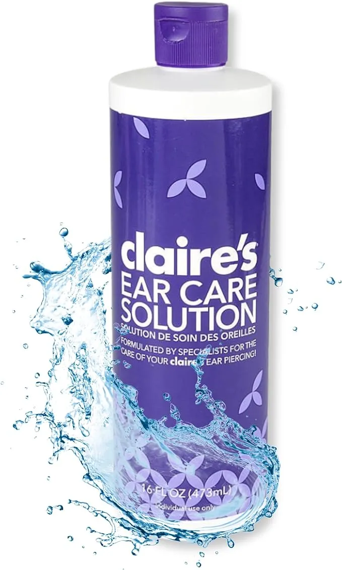 Claire's Standard Aftercare Ear Piercing Solution – Avoid Infections on Pierced Ears, Nose Piercings, and Belly Button Piercings – Ideal Hole Cleaner for Piercings - 16 Fl Oz