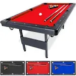 GoSports Mid-Size 6ft x 3.5ft Billiards Game Table - Foldable Design Includes Full Set of Pool Balls 2 Cue Sticks Chalk and Felt Brush