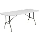 Flash Furniture Elon 6' Rectangular Plastic Folding Event Table, Portable Banquet Table for Indoor/Outdoor Events, White