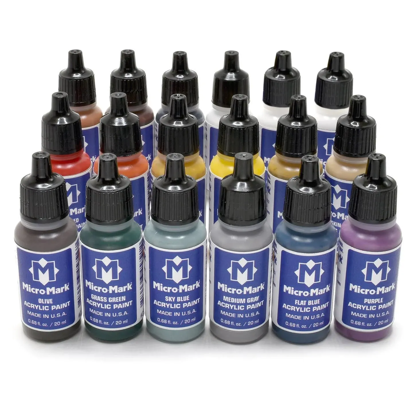 Micro-Mark Basic Color Model Paint Set - Versatile Paint Set for Models, Miniatures, Game Figures, Canvas, and Crafts