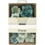 White Mulberry Printed Paper Flower Embellishments by Recollections