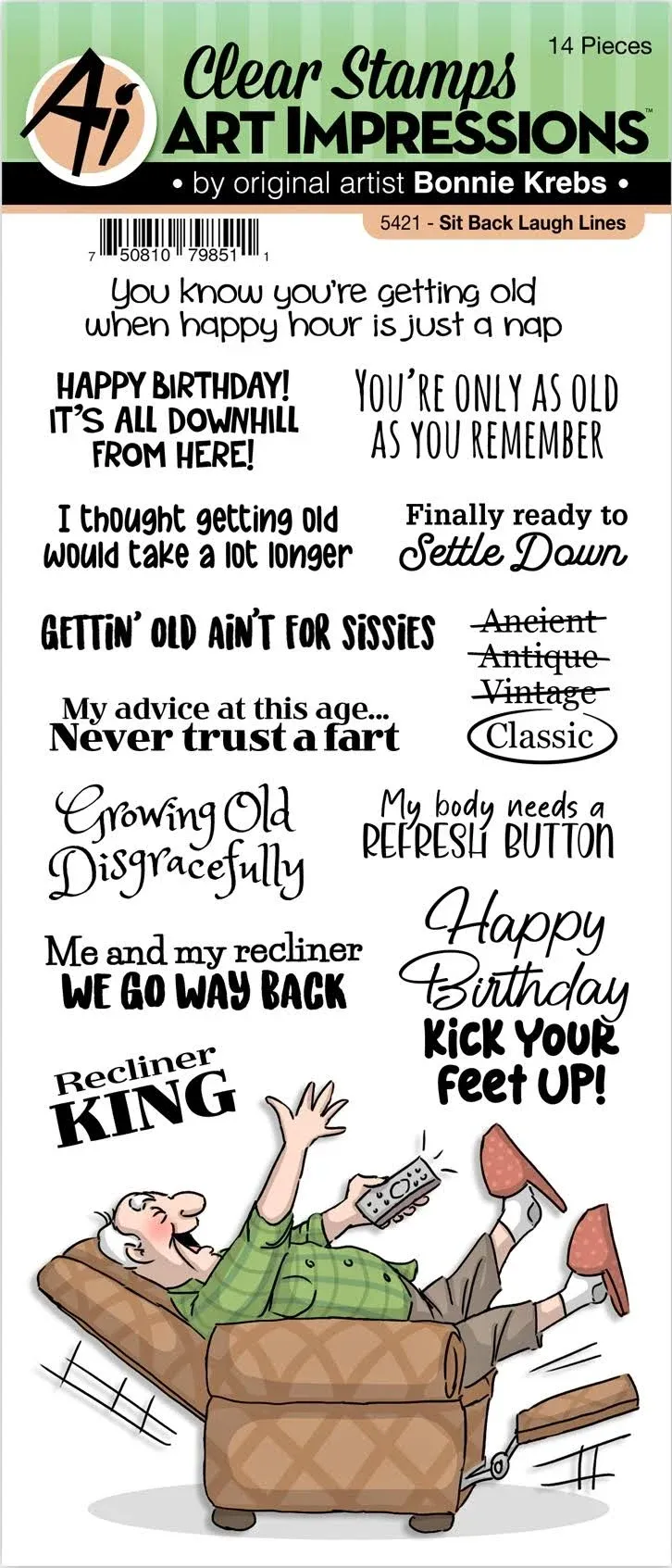 Sit Back Laugh Lines Clear Stamps - Art Impressions