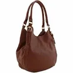 Leather Medium Hobo Bag Coffee