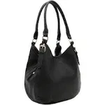 3 Compartment Faux Leather Medium Hobo Bag Black