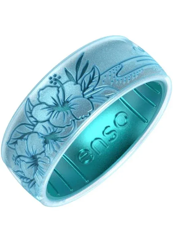 Enso Rings Etched Coastal Silicone Rings Comfortable and Flexible Design