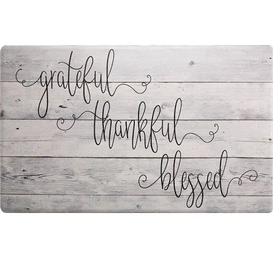 Sohome Cozy Living Grateful Thankful Modern Farmhouse Runner Anti-Fatigue Kitchen Mat, Grey/Black, 17.5"x55"