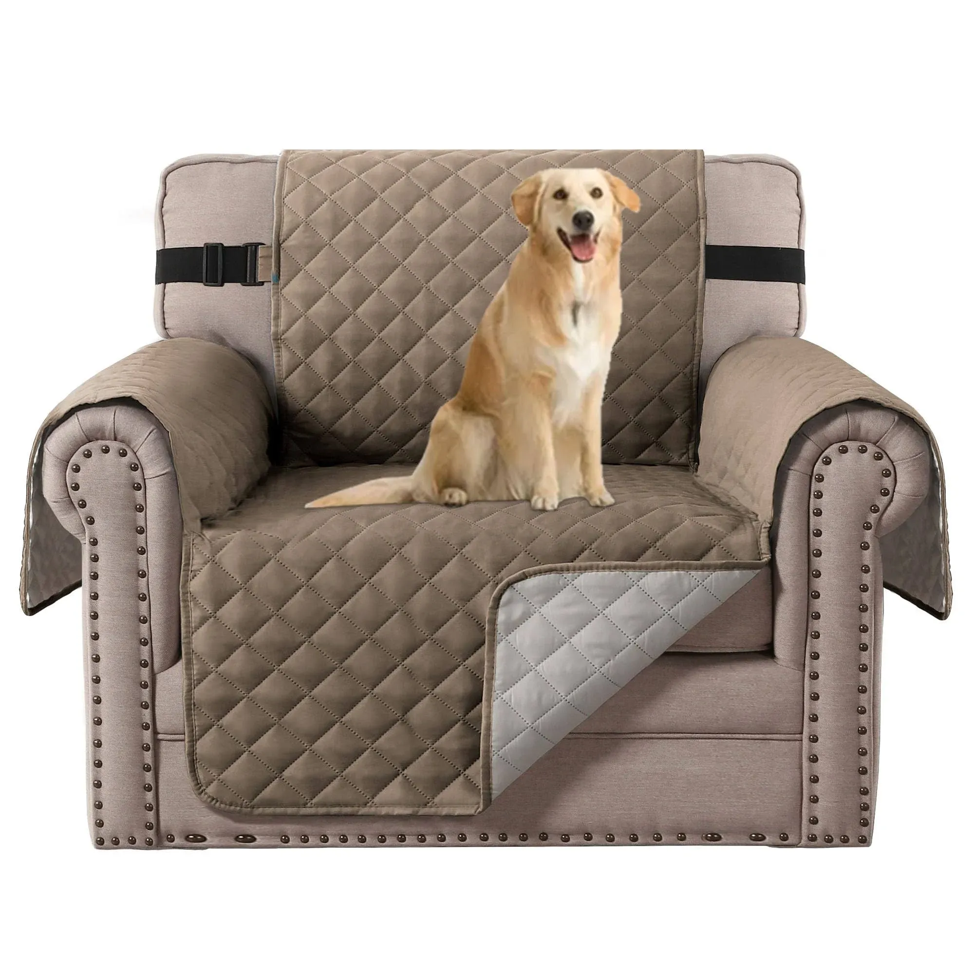 H.VERSAILTEX Water Repellent Chair Slipcover Reversible Stain and Dog Tear Resistant Slipcover Durable Furniture Protector with Elastic Strap