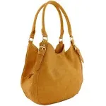 HOT Light-weight 3 Compartment Faux Leather Medium Hobo Bag Mustard