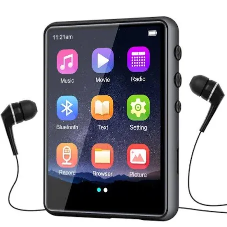 64GB MP3 Player with Bluetooth5.3, 2.4-Inch HD Full Touch Screen, Portable Lossless Sound Music Player with HD Speaker, mp3 with FM Radio Recording e-Book, Record, Earphone Included