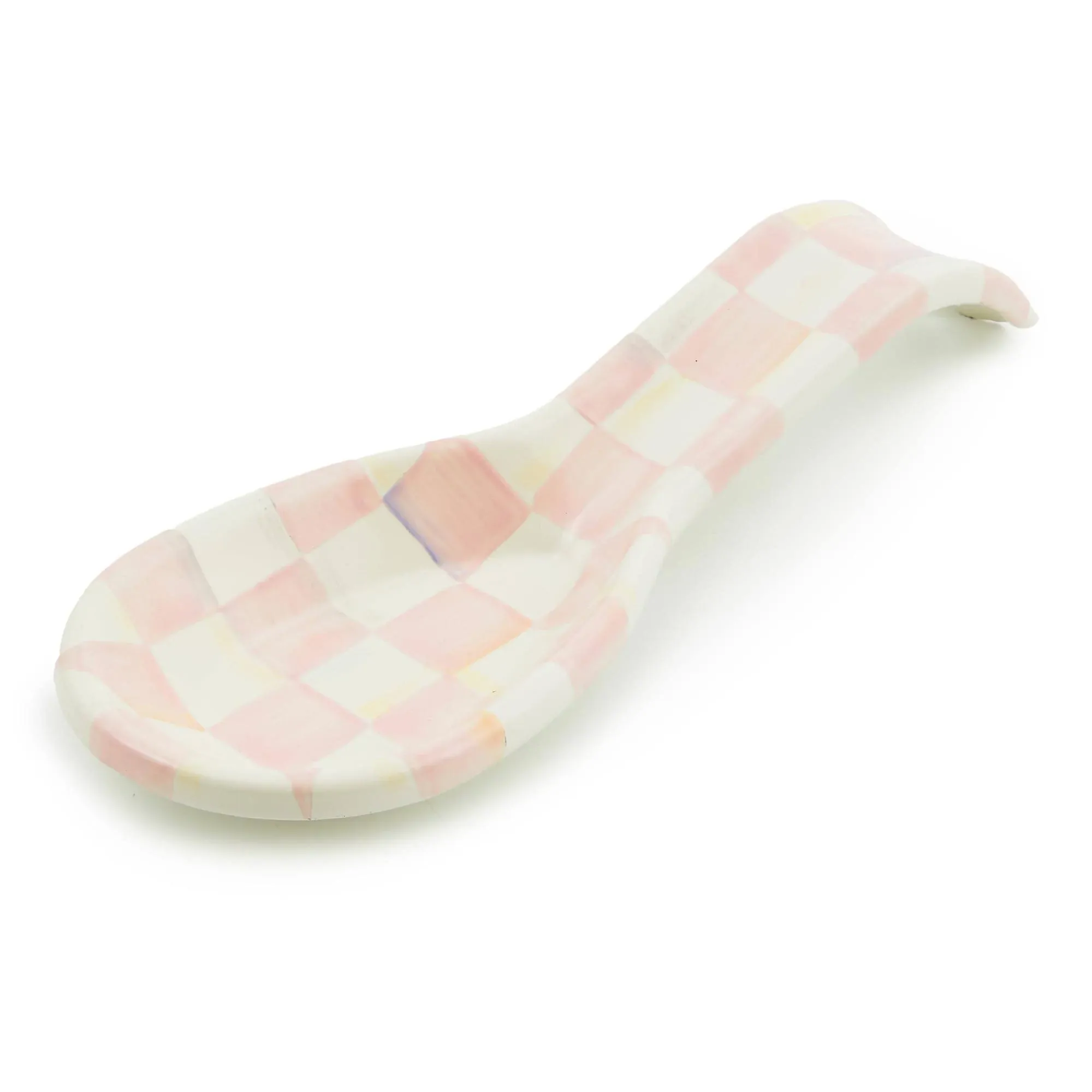 NEW MacKenzie Childs Rosy Check Spoon Rest (Pink &amp; White)