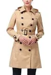 Kimi & Kai Women's Waterproof Double Breasted Trench Coat, Tan, Xs