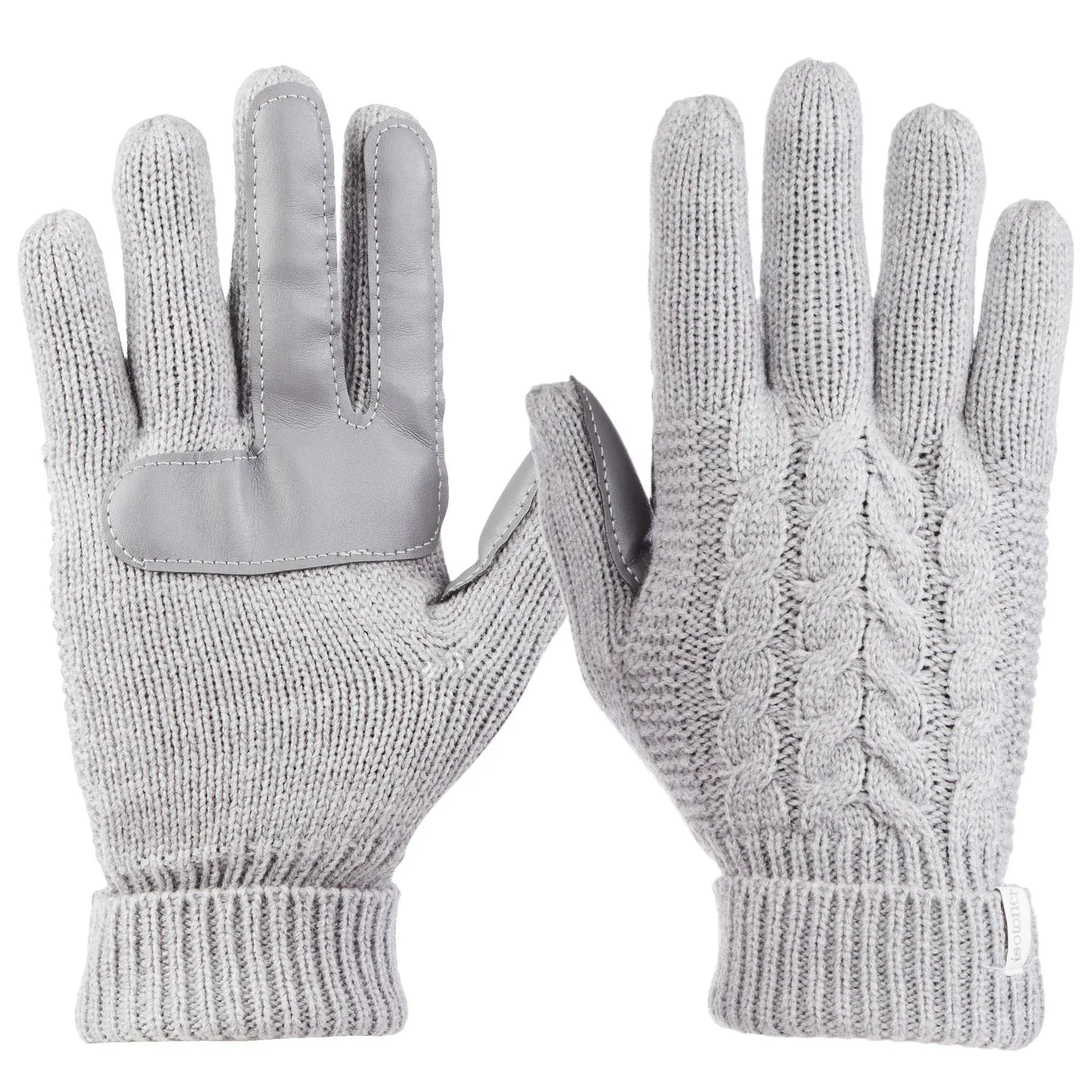  Women&#039;s Cable Knit Gloves with Touchscreen Palm Patches 