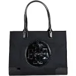 Other Tory Burch Nylon Patent Ella Tote Handbag Black Canvas Tote Bag in Very Good Condition