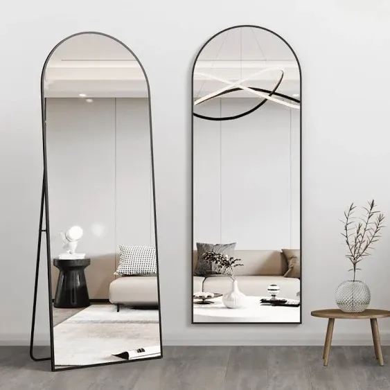 CISTEROMAN Arched Full Length Mirror 65" x 22", Floor Mirror, Mirror Full Length Full Body Standing Mirror Black Mirror